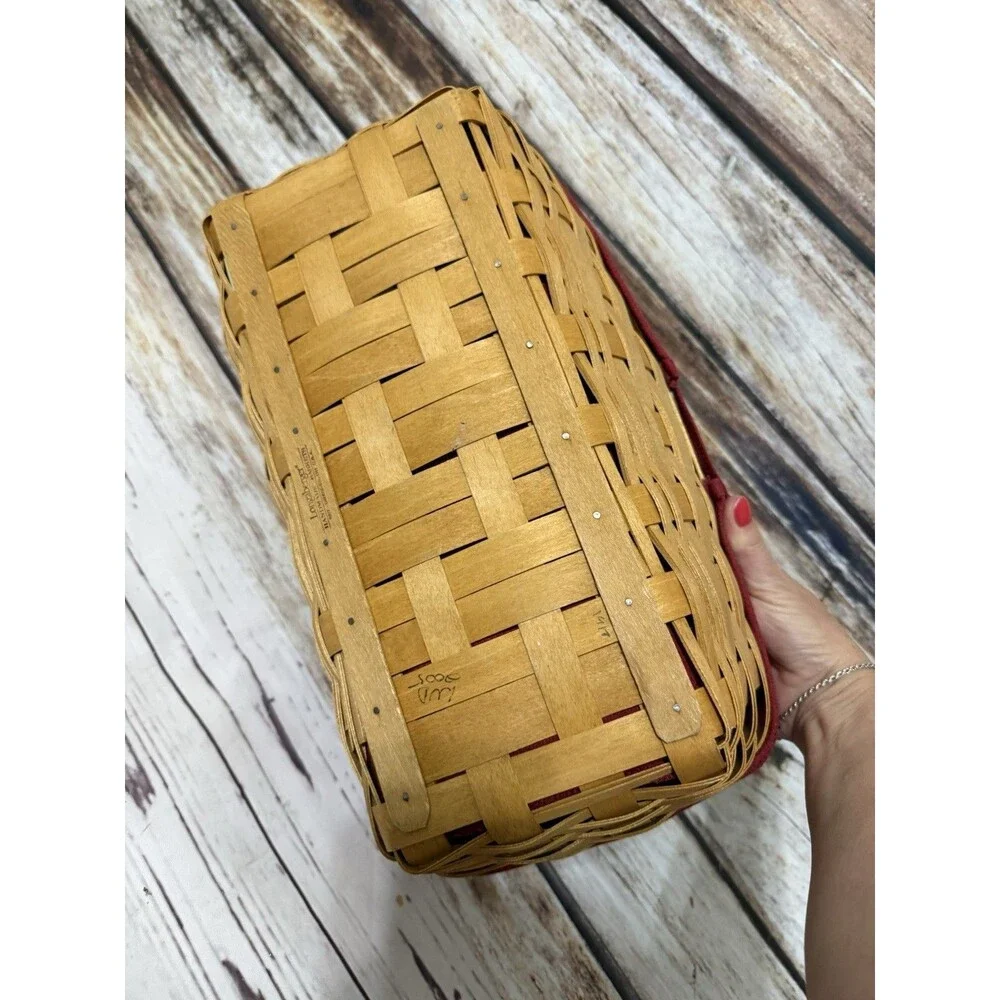Longaberger Burgundy Basket Liner Fits 15x9 Basket Button Authentic Spring
